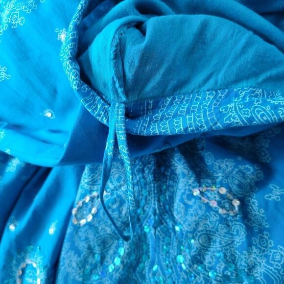 Soft Surroundings XL 100% cotton embellished full skirt sequined boho - Picture 6 of 9